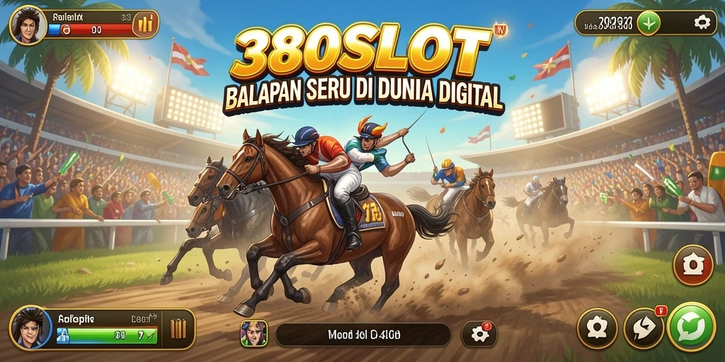 Tampilan gameplay seru dari 380SLOT saat balapan di lintasan.