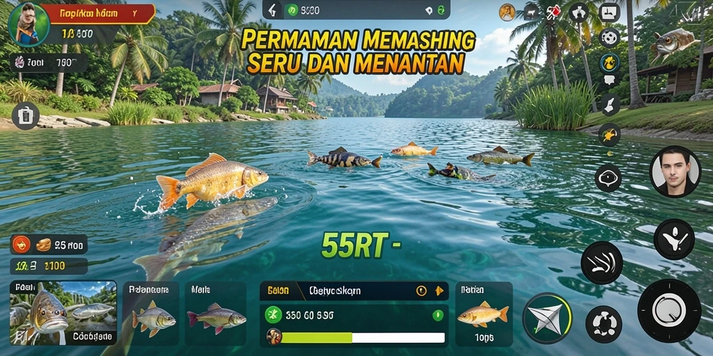 Screenshot 55RT menampilkan gameplay memancing yang seru dan asyik.