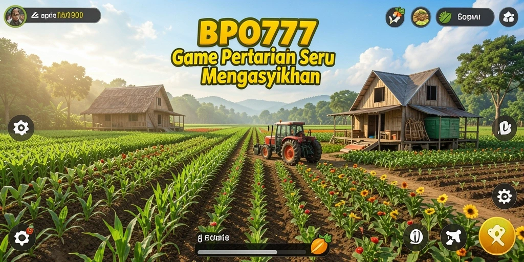 Screenshot BPO777 menampilkan gameplay pertanian yang menarik dan penuh warna.