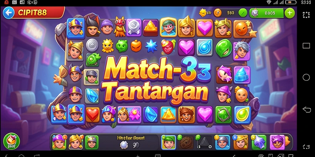 Tangkapan layar gameplay CIPIT88 yang menampilkan momen mendebarkan dari permainan Match-3.