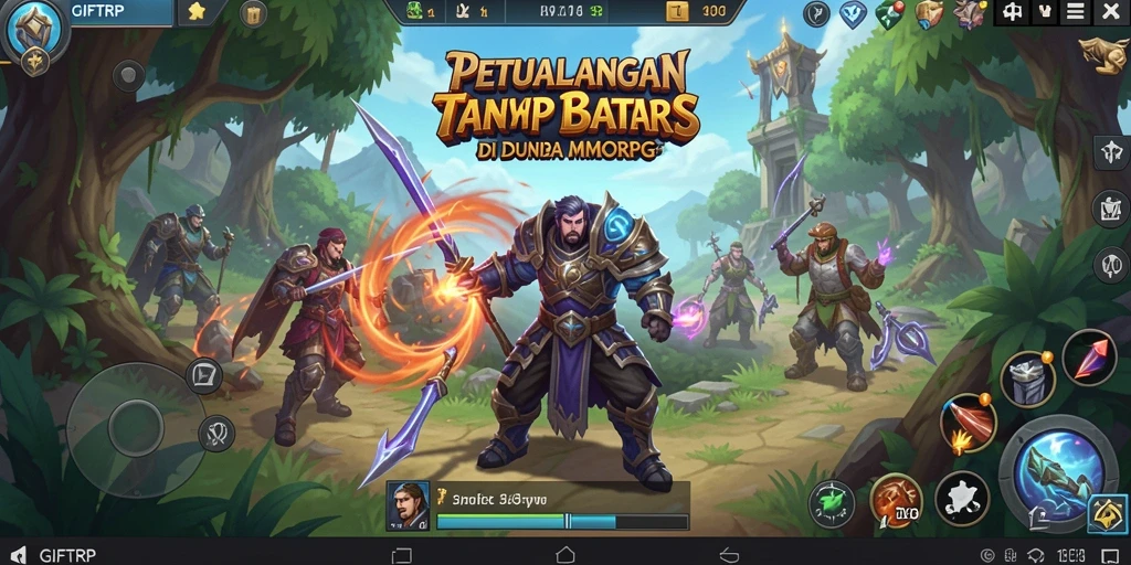 Screenshot gameplay GIFTRP menampilkan aksi seru dalam pertempuran MMORPG.