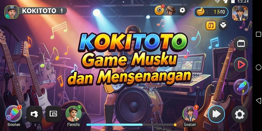 Tampilan gameplay KOKITOTO dengan alat musik yang beragam.