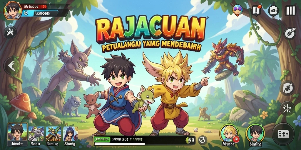 Tampilan gameplay yang memukau dari RAJACUAN dengan karakter anime.