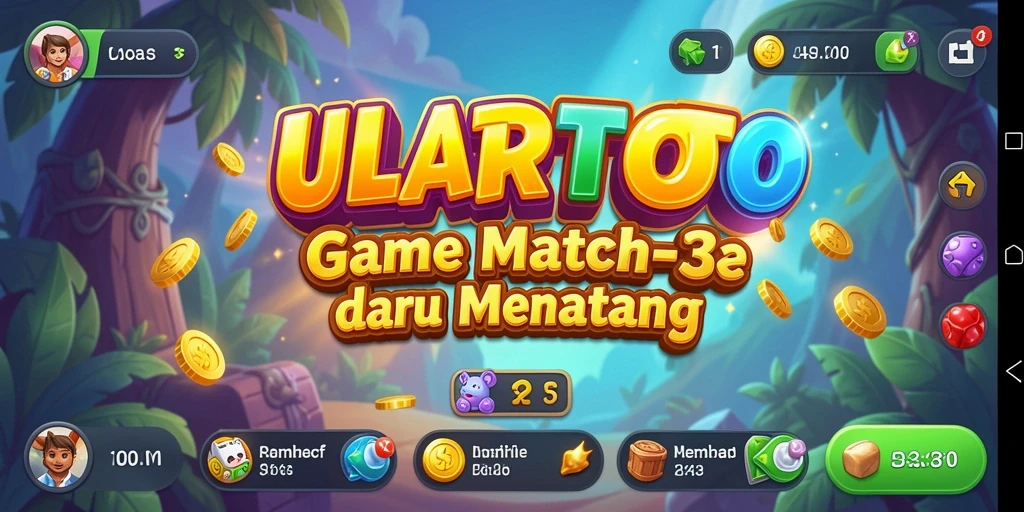 Tampilan gameplay ULARTOTO dengan objek Match-3 yang menarik.
