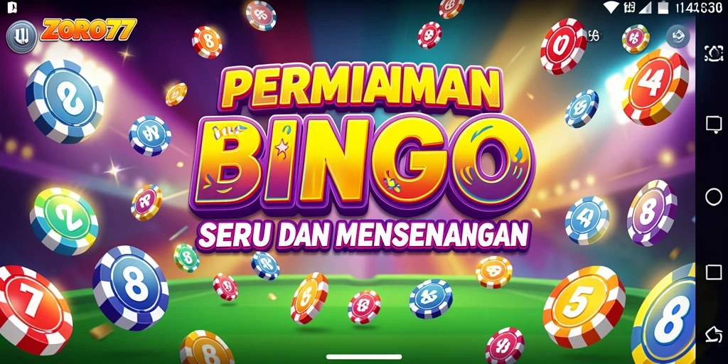Screenshot gameplay ZORO77 menampilkan suasana Bingo yang seru.